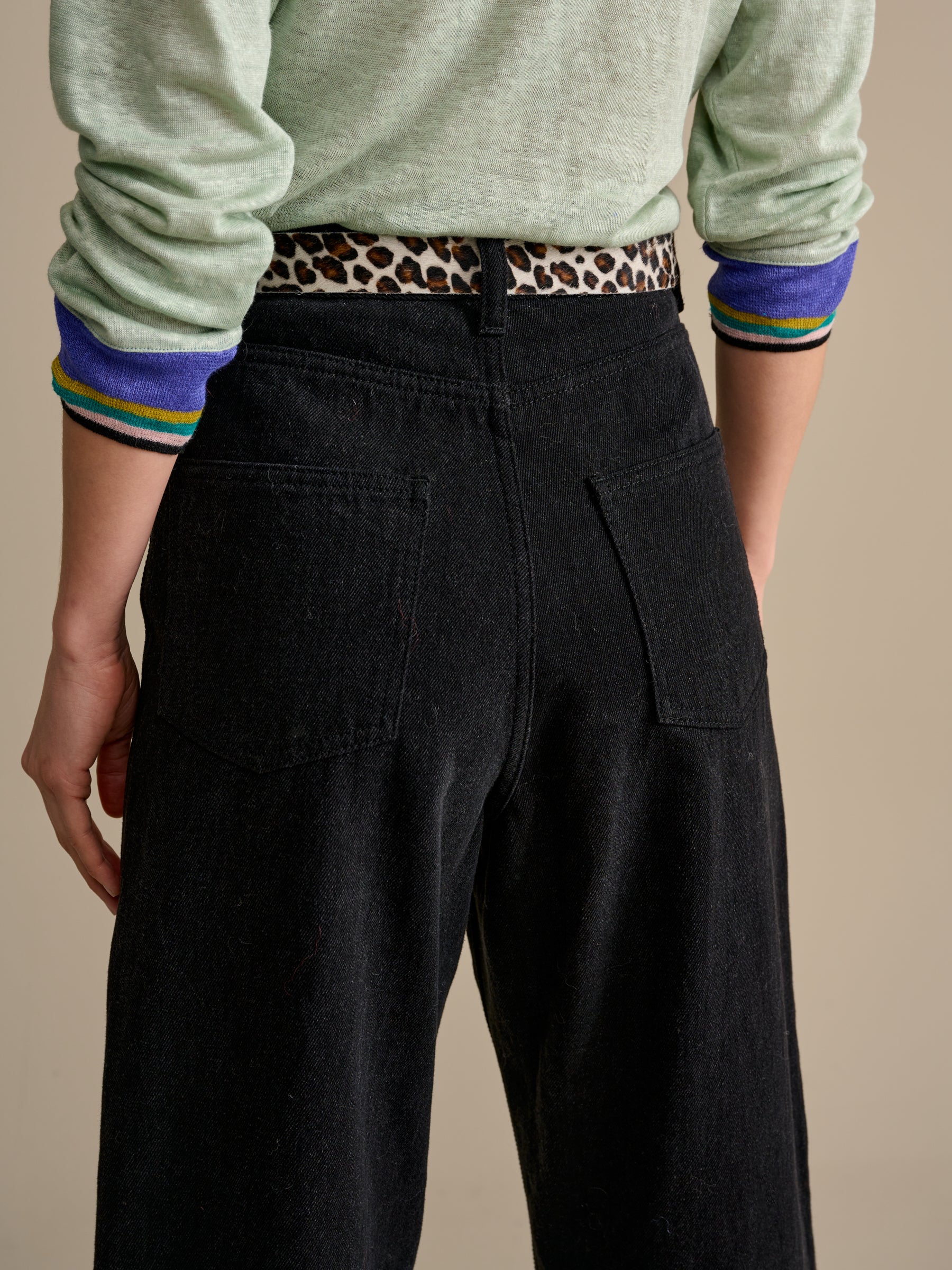 Annie Organic Denim Side Button Jeans, Black